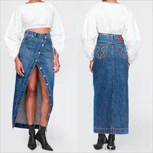 SALE! The Gap x Cult Gaia Asymmetrical Denim Maxi Skirt Size 2 Or 26